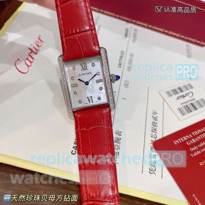 Top Quality Cartier Tank Must de Diamond Watches with Swiss Quartz